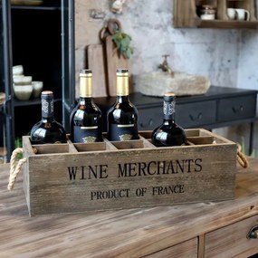 Cutie cu 10 compartimente din lemn de pin, "Wine Merchants"