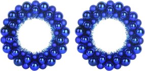 vidaXL Coronite cu bile de Craciun 2 pcs albastru 33 x 33 x 7 cm