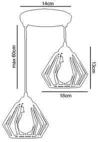 Lustră pe cablu CEED 2xE27/60W/230V