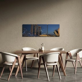 Tablou cu metropolă modernă (cu ceas) (90x30 cm)