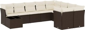 vidaXL Set canapele de grădină cu perne, 10 piese, maro, poliratan