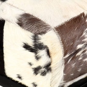 Banca, negru, 110 cm, piele naturala de capra, model petice Negru, 110 x 30 x 40 cm