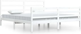 vidaXL Cadru de pat, alb, 200x200 cm, lemn masiv de pin