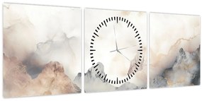 Tablou - Munte abstracție cu textura de marmură (cu ceas) (90x30 cm)