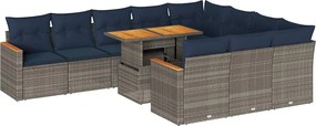 vidaXL Set canapele de grădină cu perne, 11 piese, gri, poliratan