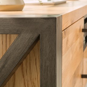 Comoda TV design industrial Thor 200cm, stejar salbatic