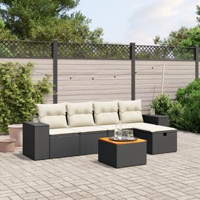 3265165 vidaXL Set mobilier de grădină cu perne, 6 piese, negru, poliratan