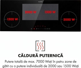 Klarstein Delicatessa 90 Slim, plită incorporabilă, cu inducție, 4 zone, 7000 W, de sine stătătoare