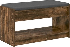 vidaXL Bancă pentru hol cu pernă cu raft Stejar Afumat 83 x 38 x 45 cm