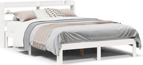 vidaXL Cadru de pat cu tăblie fără saltea, alb, 140x190 cm