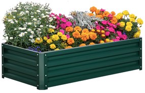 Outsunny Pat de Gradina Galvanizat Inaltat pentru Cultivare Legume Flori Plante Aromatice Cutie de Plantare Metalica Verde 120x90x30cm | Aosom Romania