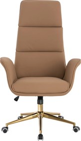 HR850K Scaun Caramel Piele Ecologica Premium Soft cu Bază Aurie