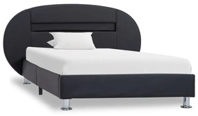 285426 vidaXL Cadru de pat cu LED, negru, 90 x 200 cm, piele artificială