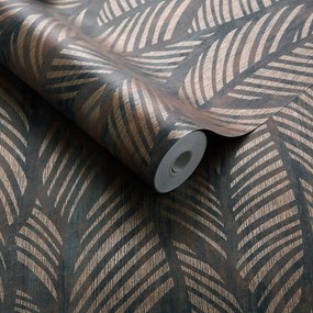 Tapet Bramble, Caramel Brown Luxury Leaf, 1838 Wallcoverings, 5.3mp / rola