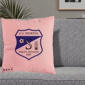 Perna Personalizata CS Sportul Simleu Silvaniei 2007, 40x40 cm, Roz, Husa Detasabila, Perna Inclusa, BEKZ®