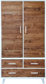Dulap lemn masiv alb Timeless 3 Sertare 2 Uși, 100 × 55 × 200 cm