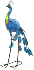 Outsunny Statuie de paun de grădină decorație grădină exterioară din metal rezistentă la elemente 40 x 43 x 83 cm multicolor | Aosom Romania