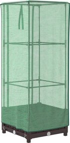 vidaXL Strat înălțat cu husă de seră, aspect ratan, 40x40x123 cm