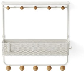 Cuier de perete alb/în culoare naturală cu raft din metal Estique – Umbra