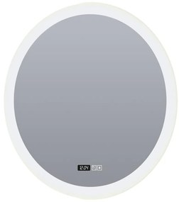 Oglinda baie cu iluminat LED, ceas digital si dezaburire Round, 60cm