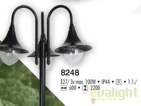 Stalp de exterior clasic cu 3 brate, inaltime 206cm, IP44, Konstanz 8248 RX