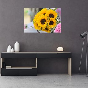 Tablou cu buchetul miresii de floarea soarelui (90x60 cm)