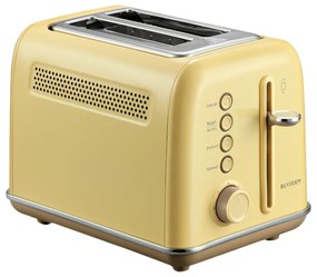 Prajitor de paine BUYDEEM DT620E, 900W, 2 felii, 7 programe automate si trepte de prajire, indicatori LED, Tava pentru firimituri, Galben
