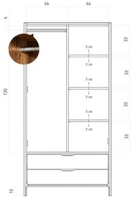 Șifonier în culoare naturală din lemn de stejar 90x188 cm Twig – The Beds