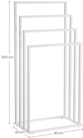 Suport pentru prosoape LINESTRO metalic cu 4 brate 93x45cm, alb
