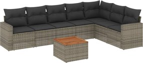 vidaXL Set canapele de grădină cu perne, 8 piese, gri, poliratan