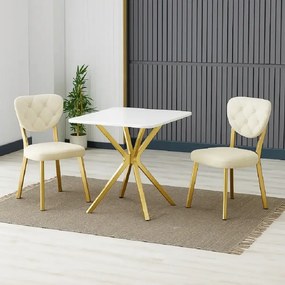 Scaun Barton, bej, profil din metal,auriu