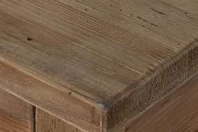 Măsuță de cafea dreptunghiulară din lemn reciclat, natur, cu 2 sertare și nișă deschisă, finisaj mat, 38 x 130 x 90 cm, „Norwyn” – Ethnic Collections