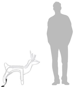 Figurina ren de Craciun, 3 buc., alb rece, 60x30x60 cm 3