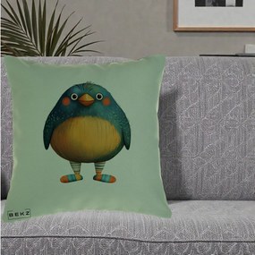 Perna Decorativa Pasare Teal cu Sosete Dunghi, 40x40 cm, Verde, Husa Detasabila, Perna Inclusa, BEKZ®
