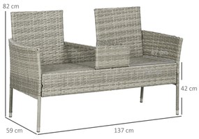 Outsunny Bancă din ratan pentru 2 persoane pentru grădină, scaun | Aosom Romania