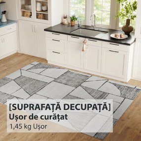 HOMCOM Covor Modern Antiderapant cu Linii Geometrice din Poliester, Multicolor | Aosom Romania
