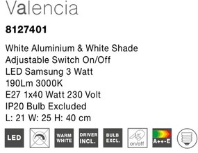 Aplica perete cu reader LED design modern Valencia NVL-8127401
