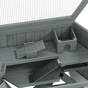 PawHut Cușcă pentru hamsteri, 3 etaje, tava detașabilă, lemn/metal, 115x60x55 cm | Aosom Romania