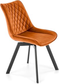 Scaun rotativ K520, caramiziu/negru, stofa catifelata/metal, 45x63x80