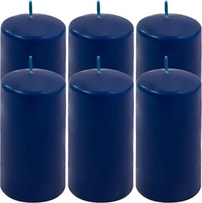 Set de lumânări pilon, 11,5 cm, Ø 6 cm, albastru, 6 buc.