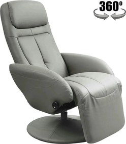 Fotoliu recliner OPTIMA, gri, piele ecologica/metal, 77x80/139x101/84