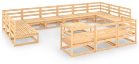 Set mobilier de gradina, 14 piese, lemn masiv de pin Maro, 1, nu