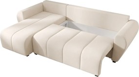 Coltar extensibil de colt SEVIO, crem, reversibil, 246x145 cm + 2 perne GRATUIT