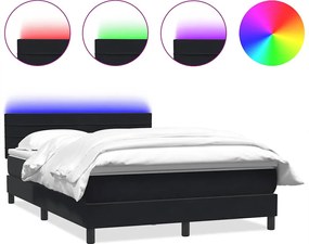 vidaXL Pat cu arcuri cu saltea și LED, negru, 160x210 cm, catifea
