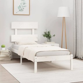 3104634 vidaXL Cadru de pat Small Single 2FT6, alb, 75x190 cm, lemn masiv