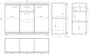Mazzoni Comodă lată SIMPLE KD3SZ1 Stejar Craft Auriu/Alb Luciu - DULAP CU RAFTURI PENTRU LIVING