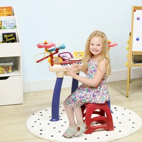 AIYAPLAY Orgă Pian 2 în 1 pentru Copii cu Set de Tobe, Instrument Muzical Electronic, Sunete Multiple, Lumini, 74x32.2x71cm | Aosom Romania