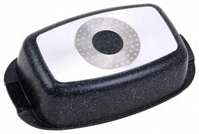 Oala tip roaster pentru cuptor si plita Kinghoff KH 1608, 5,5 litri, Capac cu dozator, Finisaj marmura, Inductie, Negru