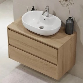 Dulap de baie TRONDHEIM pentru lavoar 90 cm, stejar