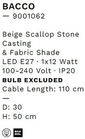 Veioza/Lampa de masa design decorativ, BACCO H 50cm
